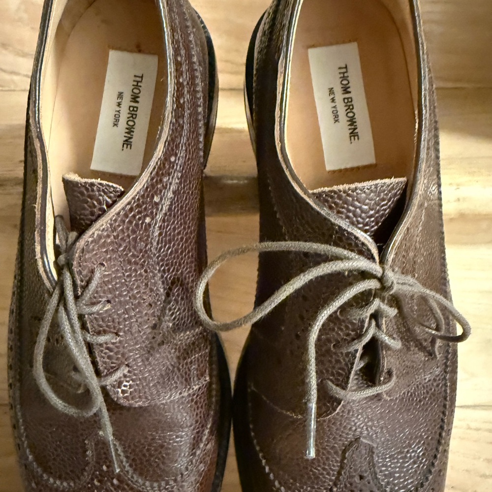 Thom Browne Pebble Grain Leather Longwing Derby Shoes - Men 10.5US/43.5EU - Picture 10 of 16
